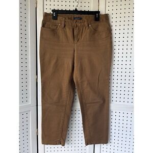 Lands' End Jeans Women's 8P Brown Fit 2 Straight Crop Denim Cotton Blend